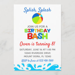 Pool Party Birthday Bash Invitation Kaart