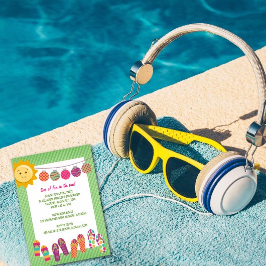 Pool Party Birthday Celebration Invitations Kaart
