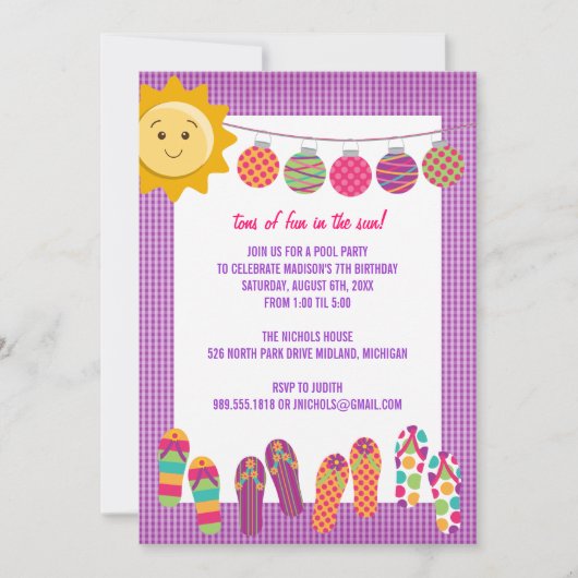 Pool Party Birthday Celebration Invitations Kaart (Voorkant)