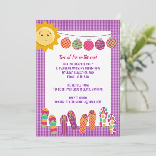 Pool Party Birthday Celebration Invitations Kaart (Staand voorkant)