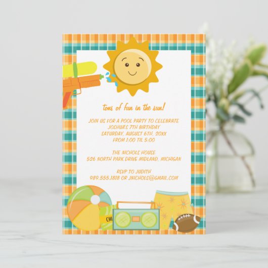 Pool Party Birthday Celebration Invitations Kaart (Staand voorkant)