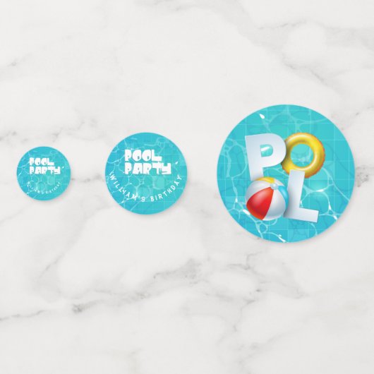 Pool Party Birthday Confetti (Achterkanten)