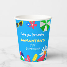 Pool Party Birthday Fun Bright Colors Beach Summer