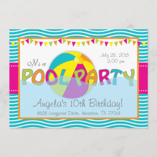 Pool Party Birthday Girl Invitation Kaart