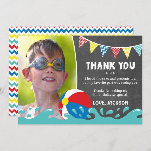 Pool Party Birthday Hartelijk dank voor uw kaart m (Voorkant / Achterkant)