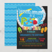 Pool Party Birthday Invitation - Boy BL Kaart (Voorkant / Achterkant)