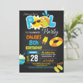 Pool Party Birthday Invitation - Boy Kaart (Staand voorkant)