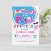 Pool Party Birthday Invitation - Girl WH Kaart (Staand voorkant)