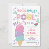 Pool Party Birthday Invitation Kaart (Voorkant)