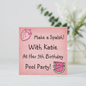 Pool Party Birthday Invitation Kaart (Staand voorkant)