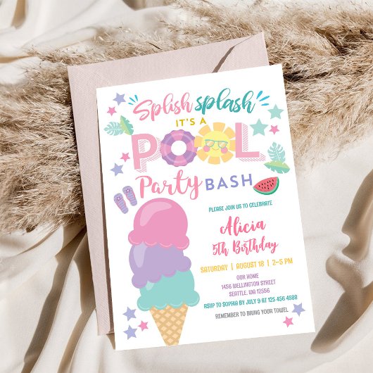 Pool Party Birthday Invitation Kaart
