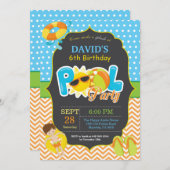 Pool Party Birthday Invitation Splish Splash Boy Kaart (Voorkant / Achterkant)