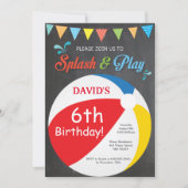 Pool Party Birthday Invitation Splish Splash Boy Kaart (Voorkant)