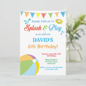Pool Party Birthday Invitation Splish Splash Boy Kaart (Staand voorkant)