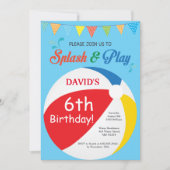 Pool Party Birthday Invitation Splish Splash Boy Kaart (Voorkant)