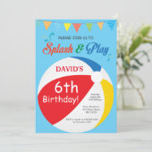 Pool Party Birthday Invitation Splish Splash Boy Kaart (Staand voorkant)