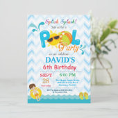 Pool Party Birthday Invitation Splish Splash Boy Kaart (Staand voorkant)