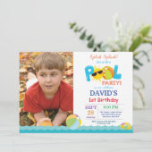Pool Party Birthday Invitation Splish Splash Boy Kaart (Staand voorkant)