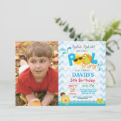 Pool Party Birthday Invitation Splish Splash Boy Kaart (Staand voorkant)