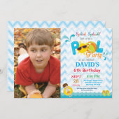 Pool Party Birthday Invitation Splish Splash Boy Kaart (Voorkant / Achterkant)