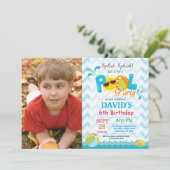 Pool Party Birthday Invitation Splish Splash Boy Kaart (Staand voorkant)