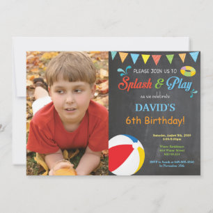 Pool Party Birthday Invitation Splish Splash Boy Kaart