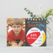 Pool Party Birthday Invitation Splish Splash Boy Kaart (Staand voorkant)