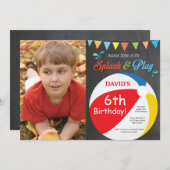 Pool Party Birthday Invitation Splish Splash Boy Kaart (Voorkant / Achterkant)