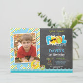 Pool Party Birthday Invitation Splish Splash Boy Kaart (Staand voorkant)