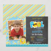 Pool Party Birthday Invitation Splish Splash Boy Kaart (Voorkant / Achterkant)