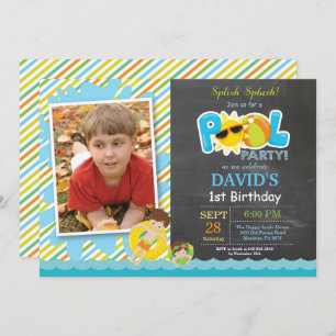 Pool Party Birthday Invitation Splish Splash Boy Kaart