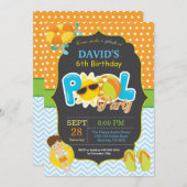 Pool Party Birthday Invitation Splish Splash Boy Kaart (Voorkant / Achterkant)