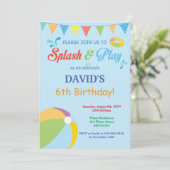 Pool Party Birthday Invitation Splish Splash Boy Kaart (Staand voorkant)