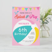 Pool Party Birthday Invitation Splish Splash Girl Kaart (Staand voorkant)