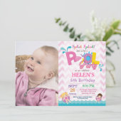 Pool Party Birthday Invitation Splish Splash Girl Kaart (Staand voorkant)