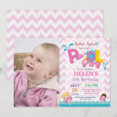 Pool Party Birthday Invitation Splish Splash Girl Kaart (Voorkant / Achterkant)