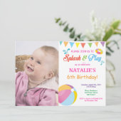 Pool Party Birthday Invitation Splish Splash Girl Kaart (Staand voorkant)