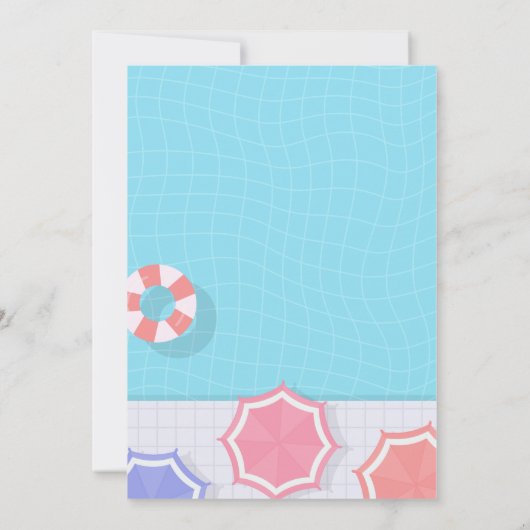Pool Party Birthday Invitation - Summer Theme Kaart (Achterkant)