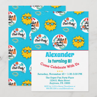 Pool Party Birthday Invitation Swimming Summer Kaart