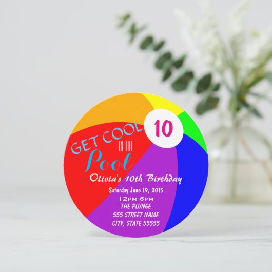 Pool Party Birthday Invite Kaart (Staand voorkant)