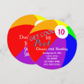 Pool Party Birthday Invite Kaart (Voorkant / Achterkant)