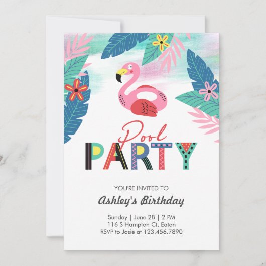 Pool Party Birthday Kaart (Voorkant)