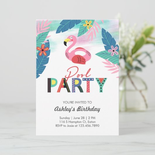 Pool Party Birthday Kaart (Staand voorkant)