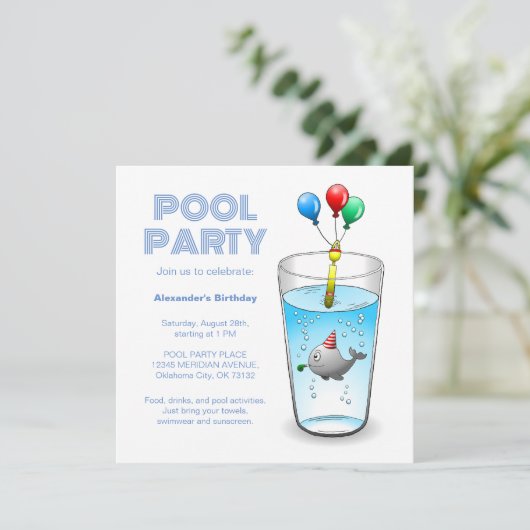 Pool Party Birthday Kaart (Staand voorkant)