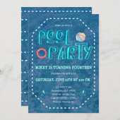 Pool Party Birthday Kaart (Voorkant / Achterkant)