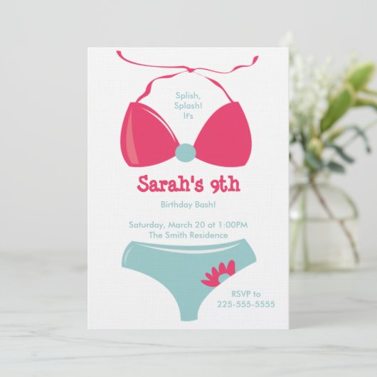 Pool Party Birthday Kaart (Staand voorkant)