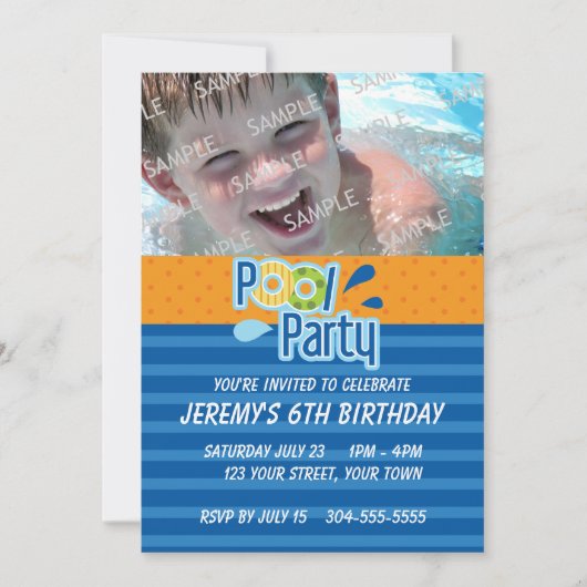 Pool Party Birthday Kaart (Voorkant)