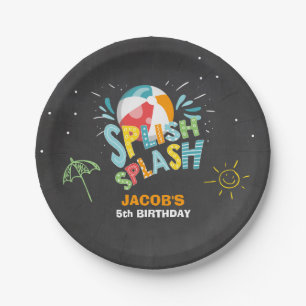 Pool party Birthday Paper Borden Ball Boy Splish Papieren Bordje