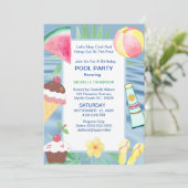 Pool Party Birthday Party Kaart (Staand voorkant)