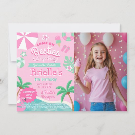 Pool Party Birthday Party Kaart (Voorkant)